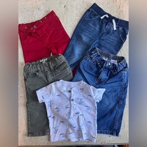 Baby Boy 12 Month Jeans, Pants, Joggers and T-shirt Bundle 5 Piece